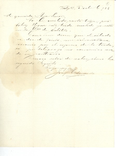 [Carta] 1888 dic. 6, Valparaíso, Chile [a] Ana Luisa Bello