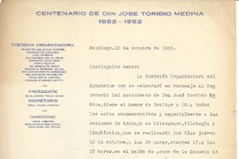 [Carta] 1952 oct. 10, Santiago, Chile [a] Joaquín Edwards Bello