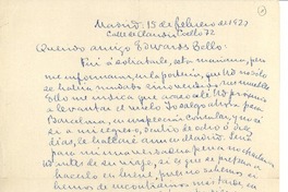 [Carta] 1927 feb. 15, Madrid, España [a] Joaquín Edwards Bello