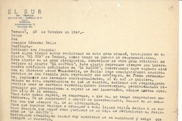 [Carta] 1947 oct. 30, Temuco, Chile [a] Joaquín Edwards Bello