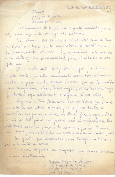 [Carta] 1961 abr. 3, Viña del Mar, Santiago, Chile [a] Joaquín Edwards Bello