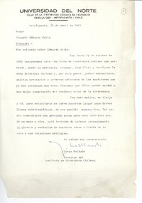 [Carta] 1961 abr. 25, Antofagasta, Chile [a] Joaquín Edwards Bello