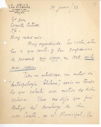 [Carta] 1953 jun. 14, Santiago, Chile [a] Ernesto Latorre