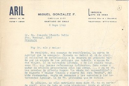 [Carta] 1948 may. 8, Santiago, Chile [a] Joaquín Edwards Bello