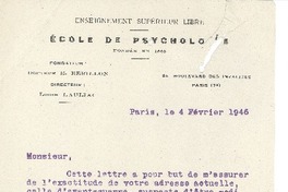 [Carta] 1946 feb. 4, París, Francia [a] Joaquín Edwards Bello