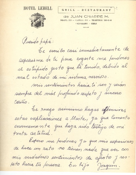 [Carta] c. 1945, Valparaíso, Chile [a] Joaquín Edwards Bello