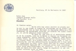 [Carta] 1963 nov. 25, Santiago, Chile [a] Joaquín Edwards Bello