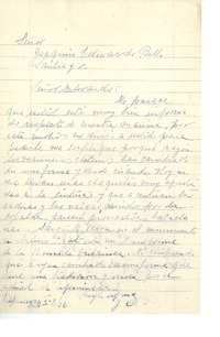 [Carta] 1956 feb. 3, Valparaíso, Chile [a] Joaquín Edwards Bello