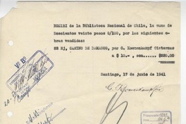 [Recibo] 1941 jun. 17, Santiago, Chile [a] Biblioteca Nacional de Chile