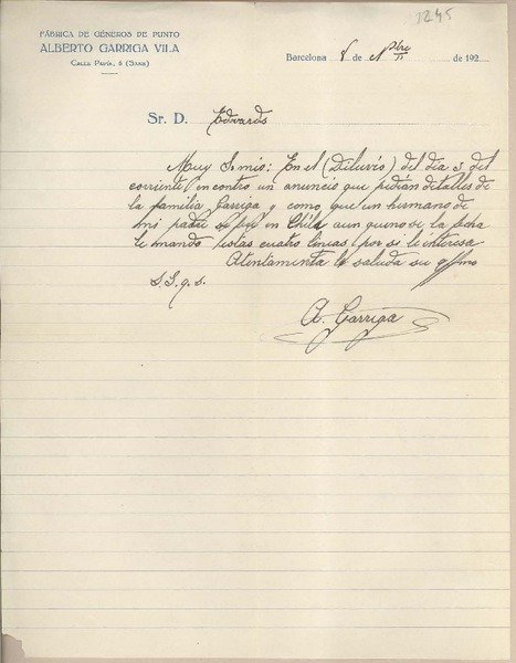 [Carta] 1925 noviembre 8, Barcelona, [España] [a] Joaquín Edwards Bello