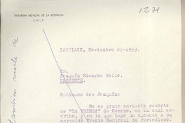 [Carta] 1959 noviembre 25, Santiago, [Chile] [a] Joaquín Edwards Bello