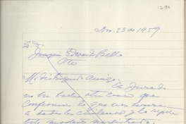 [Carta] 1959 noviembre 23, Santiago [Chile] [a] Joaquín Edwards Bello