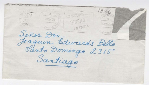 [Carta] 1962 marzo 4, [Avda. Montolín] Santiago, [Chile] [a] Joaquín Edwards Bello