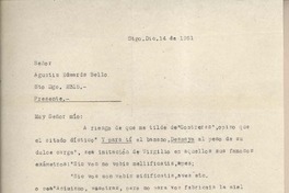 [Carta] 1951 diciembre 14, Santiago, [Chile] [a] Joaquín Edwards Bello