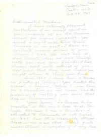 [Carta] 1943 ago. 22, Santiago, Chile [a] Gabriela Mistral