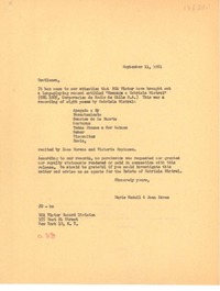 [Carta] 1961 sep. 11, New York [a] RCA Victor Record Division, N.Y.
