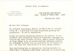 [Carta] 1947 feb. 20, Chicago, Illinois [a] Miss Alcayaga