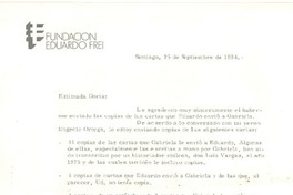[Carta] 1984 sep. 25, Santiago, Chile [a] Doris Dana, Washington D.C.