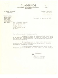 [Carta] 1956 ago. 2, París, Francia [a] Gabriela Mistral, Long Island, New York