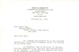 [Carta] 1956 nov. 27, New York [a] Doris Dana, Long Island, New York
