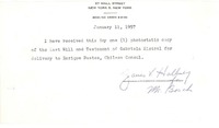[Carta] 1957 jan. 11, New York [a] Mrs. Bosch