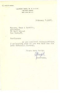 [Carta] 1957 feb. 7, New York [a] Messrs. Cray & Redditt, New York
