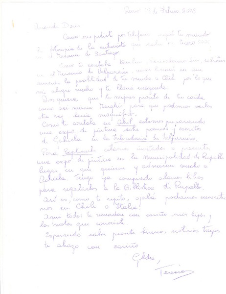 [Carta] 2003 feb. 19, Recreo, Chile [a] Doris Dana, [Florida]