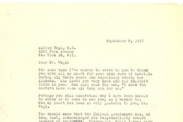 [Carta] 1957 sep. 8, [New York] [a] Alfred Vogl, New York