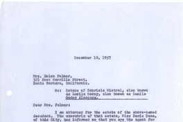 [Carta] 1957 dic. 10, [New York] [a] Helen Palmer, Santa Bárbara, California