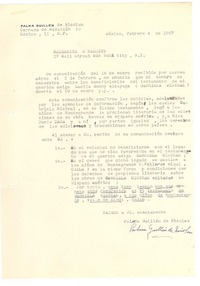 [Carta] 1957 feb. 4, México [a] Madeleine S. Redditt, New York