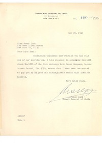 [Carta] 1949 may. 26 New York [a] Doris Dana, New York