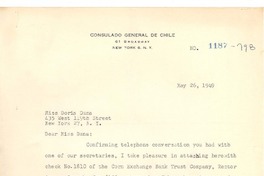 [Carta] 1949 may. 26 New York [a] Doris Dana, New York