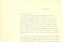 [Carta] 1954 abr. 3, [Santiago, Chile] [a] Doris Dana, [New York]
