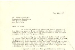 [Carta] 1957 may. 12, New York [a] Henry Allen Moe, Guggenhein Foundation, New York