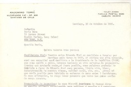 [Carta] 1956 oct. 25, Santiago, Chile [a] Doris Dana, [New York]
