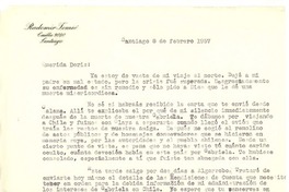 [Carta] 1957 feb. 8, Santiago, Chile [a] Doris Dana, [New York]
