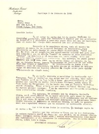 [Carta] 1960 feb. 3, Santiago, Chile [a] Doris Dana, New York