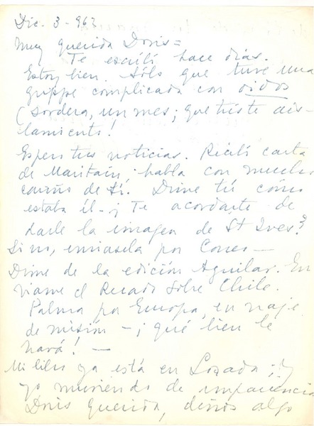 [Carta] 1962 dic. 3, [Montevideo, Uruguay] [a] Doris Dana, [New York]