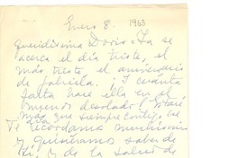 [Carta] 1963 ene. 8, [Montevideo, Uruguay] [a] Doris Dana, [New York]