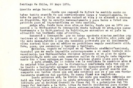 [Carta] 1979 may. 22, Santiago, Chile [a] Doris Dana, [New York]