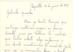 [Carta] 1953 jun. 14, Rapallo, [Italia] [a] Gabriela Mistral, [New York]