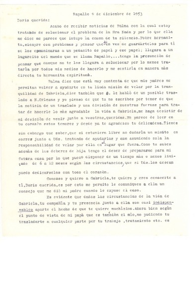 [Carta] 1953 dic. 9, Rapallo, [Italia] [a] Doris Dana, [New York]