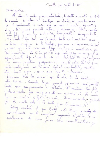 [Carta] 1955 ago. 9, Rapallo, [Italia] [a] Doris Dana, [New York]