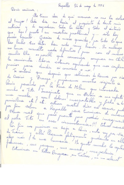 [Carta] 1956 may. 26, Rapallo, [Italia] [a] Doris Dana, [New York]