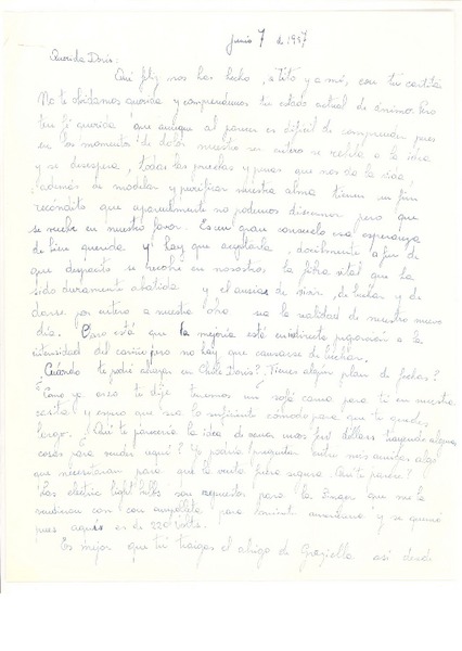 [Carta] 1957 jun. 7, [Valparaíso], [Chile] [a] Doris Dana, [New York]