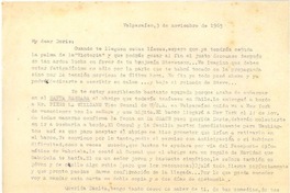 [Carta] 1965[sic] [1956], nov. 3, Valparaíso, Chile [a] Doris Dana, [New York]