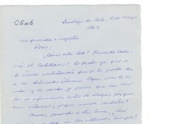 [Carta] 1963, mar. 10, Santiago, Chile [a] Doris Dana, [New York]