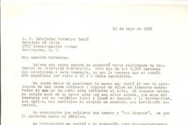 [Carta] 1966, may. 19, New York [a] Radomiro Tomic, Washington, D.C.