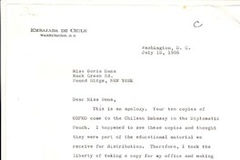 [Carta] 1966, jul. 12, Washington, D. C. [a] Doris Dana, New York