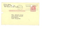 [Tarjeta] 1957, ago. 20, New York [a] Madeleine, Redditt, West Virginia